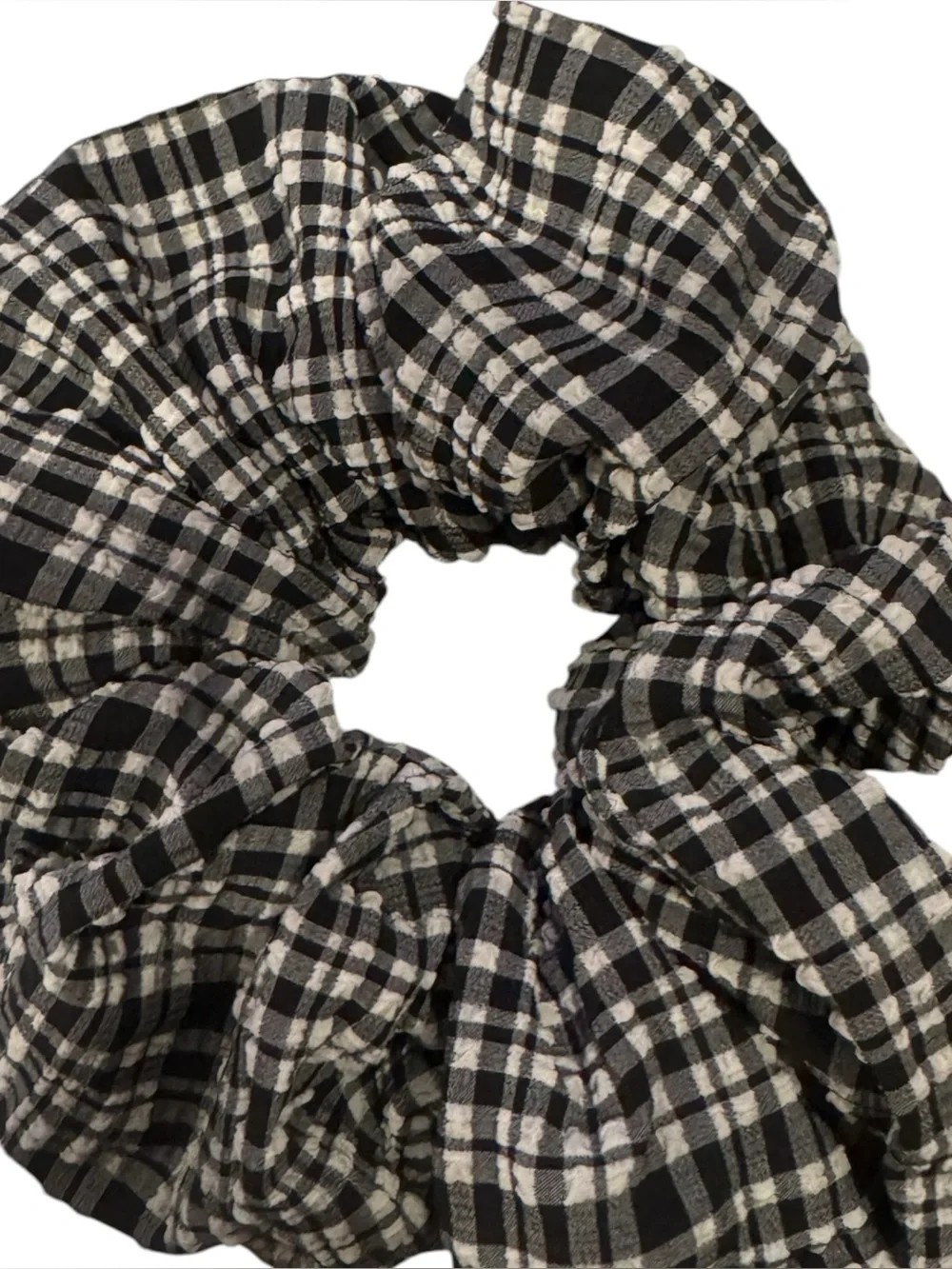 Lululemon gingham Seersucker Check Gathered Headband scrunchie White Black NWT